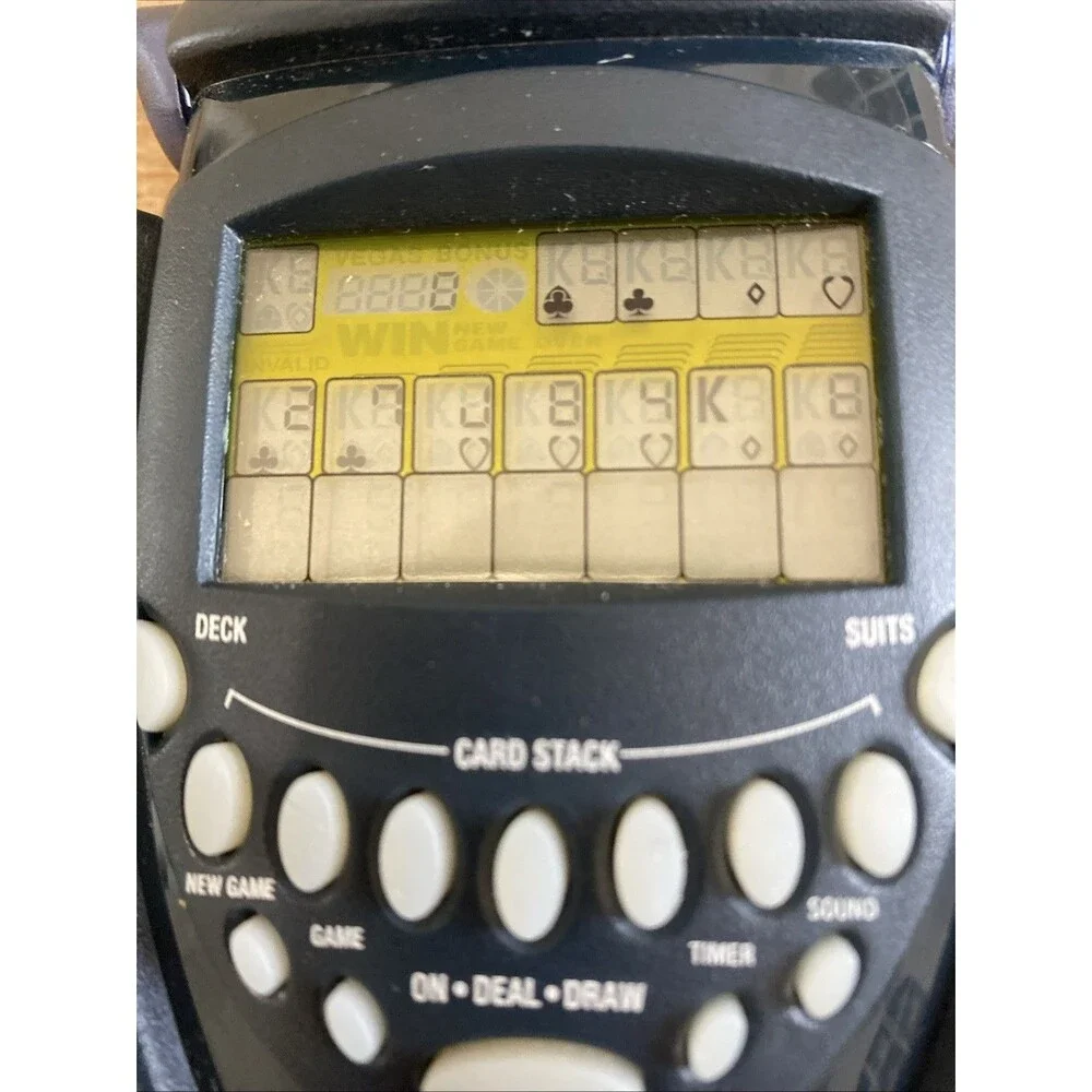 Radica 2003 Flip Top Lighted Solitaire Blue Handheld Electronic Game - Works